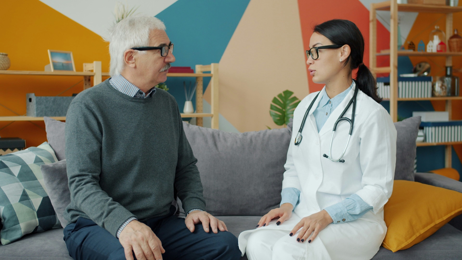 Caring healthcare professional with a senior client